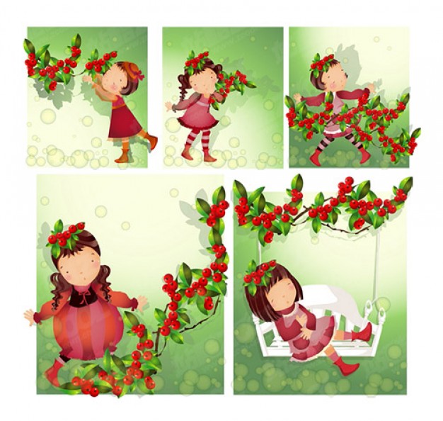 South Korea red Asia fruit theme south korea iclickart four seasons cute gir about Seoul children