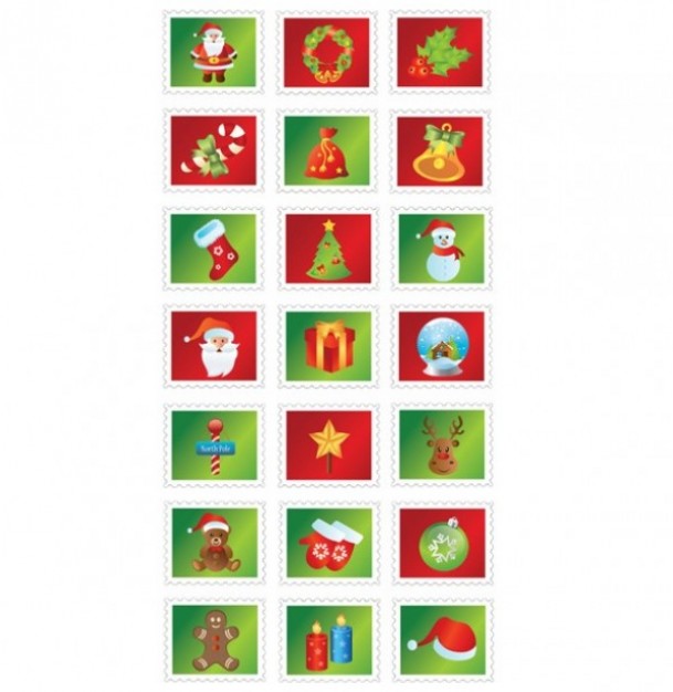 styish christmas stamp icons set about christmas  holiday elements