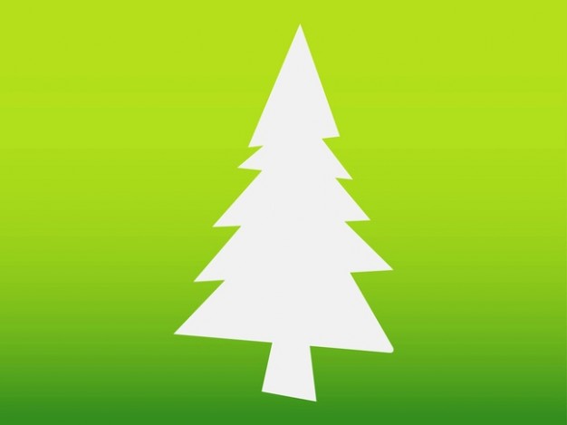 white silhouette of pine with green background