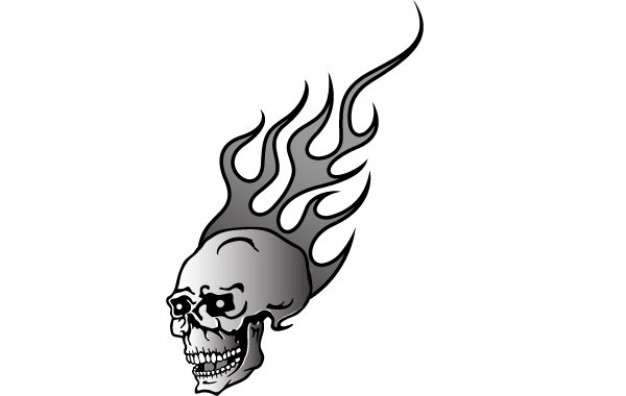 skull on fire with  background