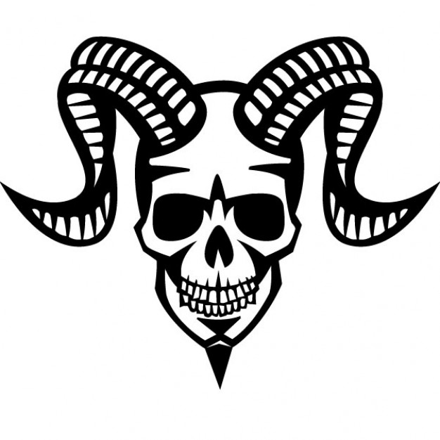 Halloween smiling Holidays skull with ram horns about Opinions Skull