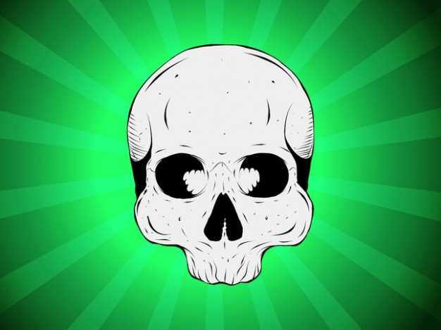 absinthe skull with green light background