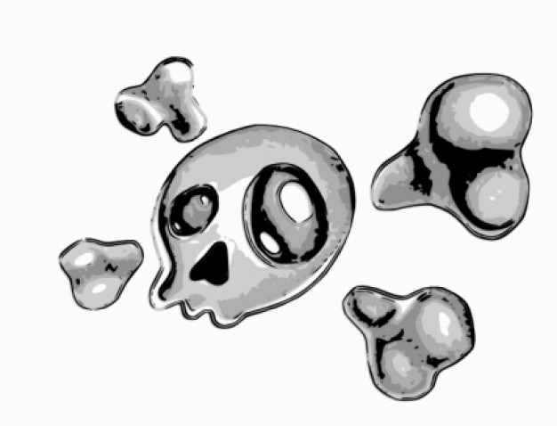 abstract skull and bones side view clip art