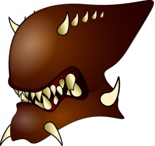 alien warrior with many horns clip art with brown color