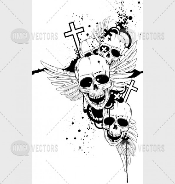 Arts black and white grunge skulls about Grunge Clothing pattern