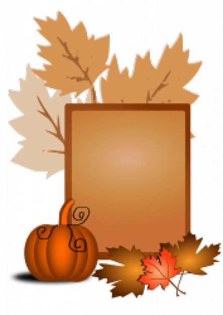 autumn text layout with pumpkin leaves frame background