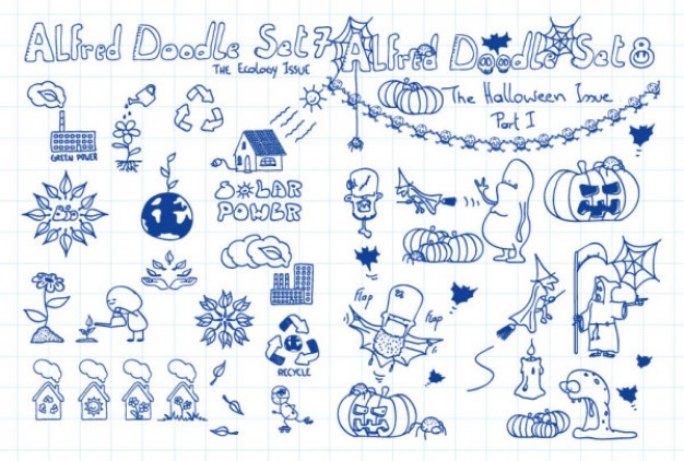 ball point pen drawing doodle a cartoon material like bat flower frog monster