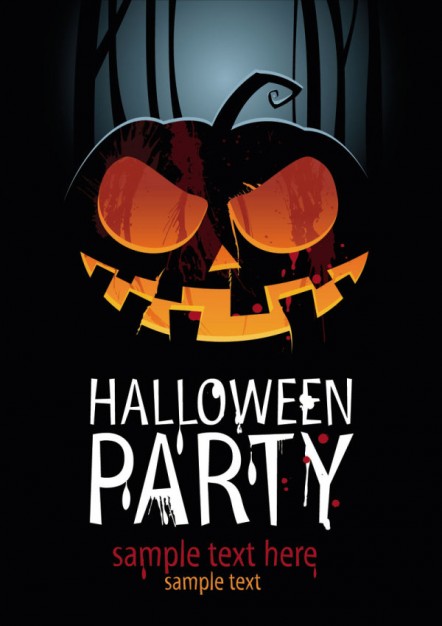 beautiful pumpkin halloween poster background with dark night background