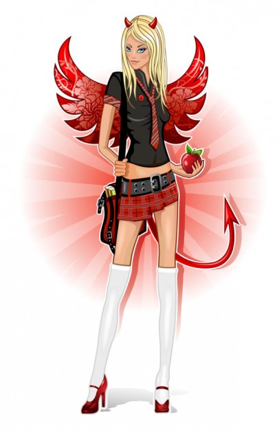 beauty cartoon material with rose red wings and tail