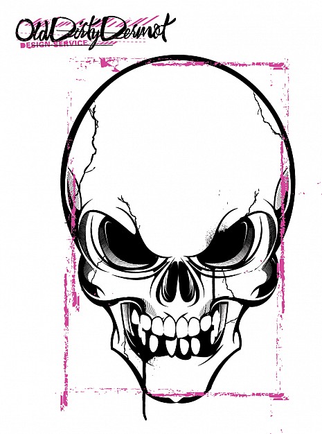 black and purple skull with white background