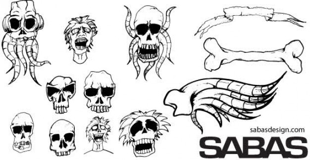 black and white misc halloween elements
