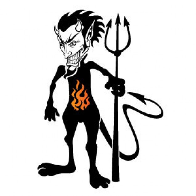 black devil monster image with fire logo in belly