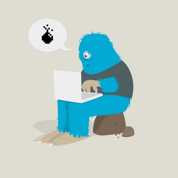 blue monster sitting with a laptop Notebooks