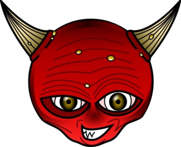 Clip art red Christmas devil with brown eyes