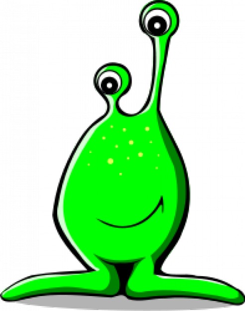 comic alien with green shell and absolute eyes