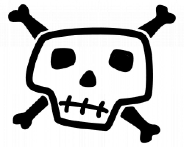 dangerous skull with bones crossed with white background