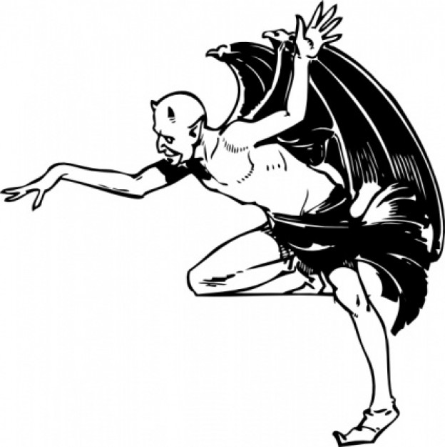 devil posing clip art with black winged