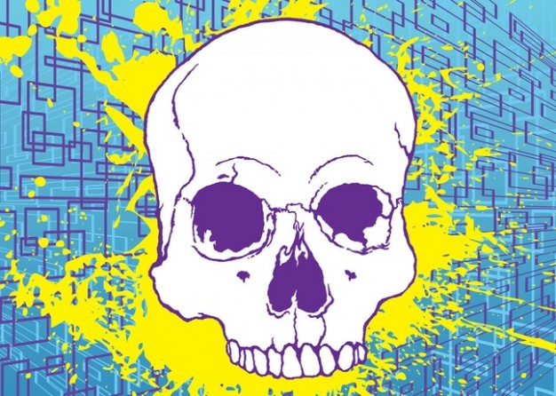 drawn Tattoo skull Heavy metal music stock image with blue grids background about dangerous element