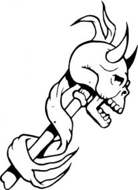evil skull with horns on a stick