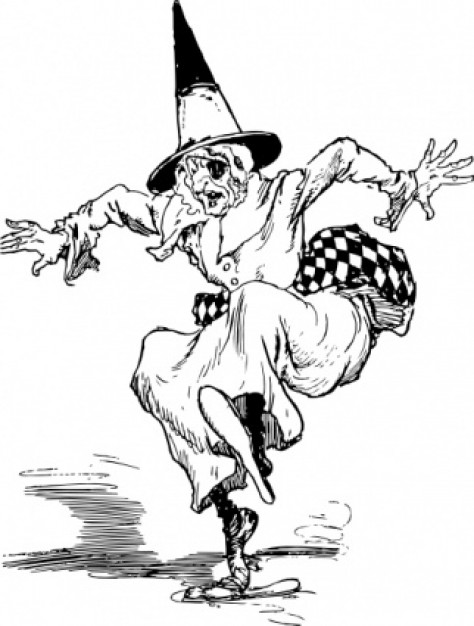 evil witch clip art walking carefully with black and white