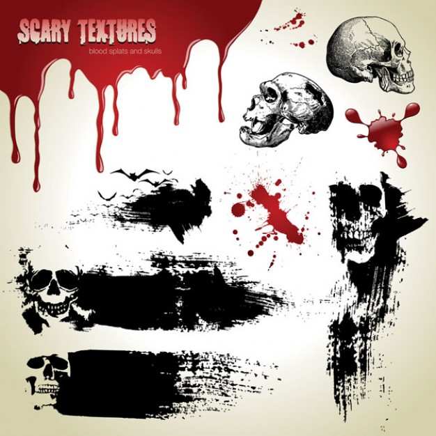 fear element skull material with red blood background
