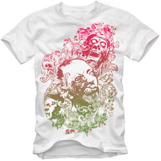 floral zombie suicide T-shirt design
