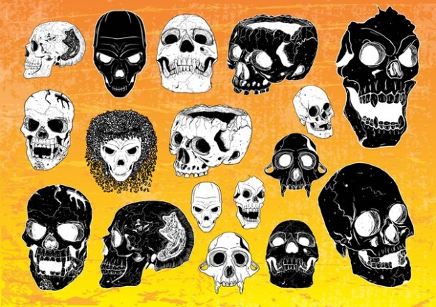 Games terror Devil vectors with orange background about halloween skull
