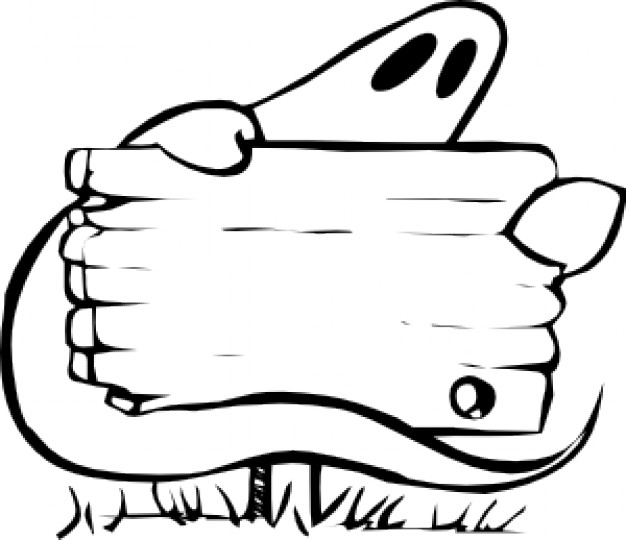 ghost with sign with white background in black and white