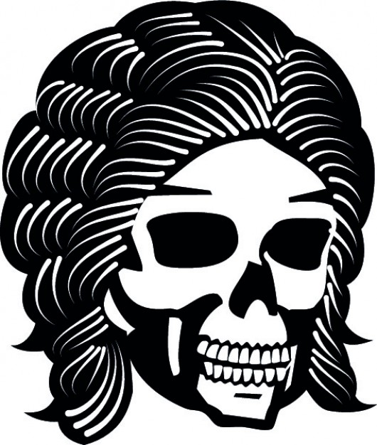 hairy skull front view cartoon icon with white background