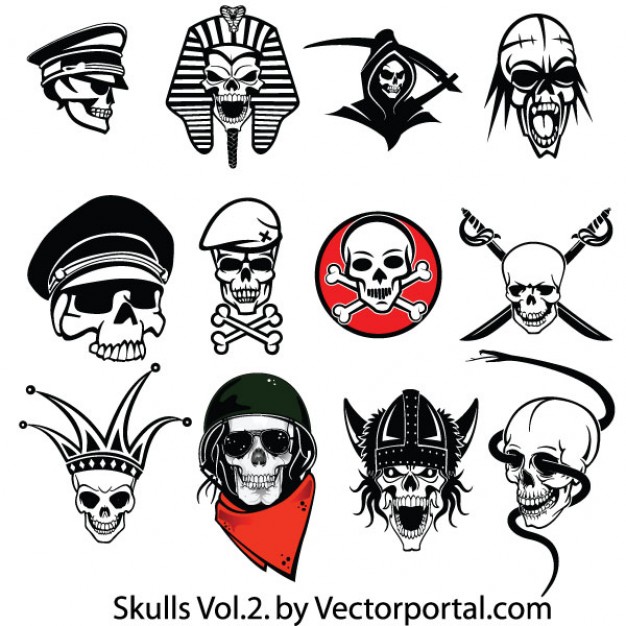 Halloween amazing Holiday skulls set icons about Day of the Dead Skull