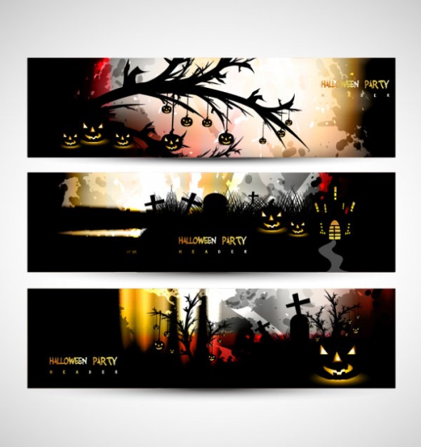 halloween banners scary set with dark background