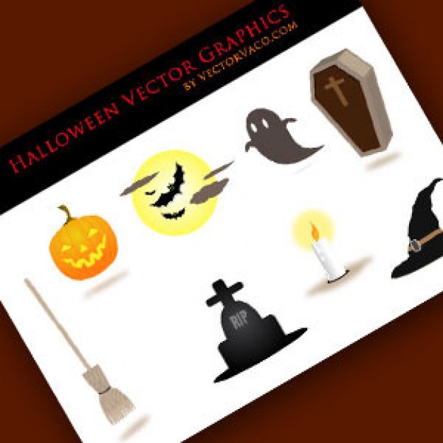 halloween Candle Pumpkin Bat vectors with earth yellow background