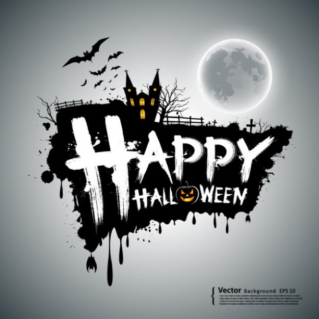 halloween card full moon with grey sky moon background