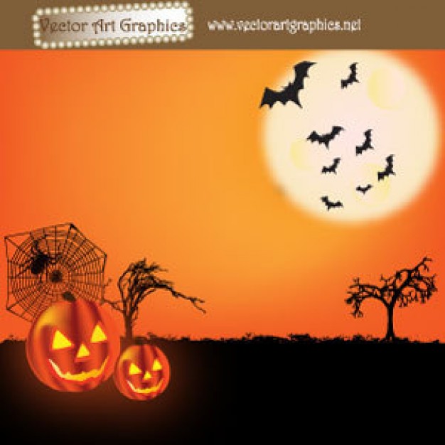 Halloween  holiday graphics with orange background about bats Pumpkin