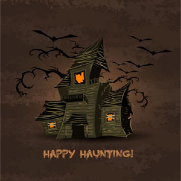 Halloween Holiday happy ghost house counting illustration with brown sky background about bat house