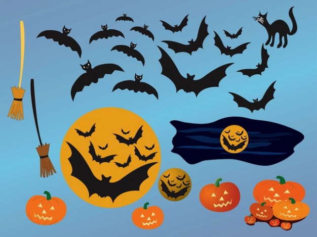 Halloween Holiday night animals icons with blue background about Opinions Jack-o'-lantern