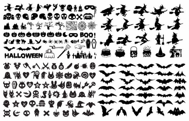 Halloween  Holiday silhouette elements collection about Graphics Haunted Attractions