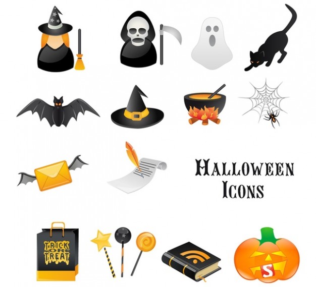 halloween icon elements with white background