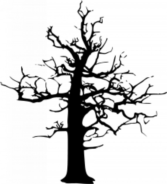 halloween large dead tree in black with white background