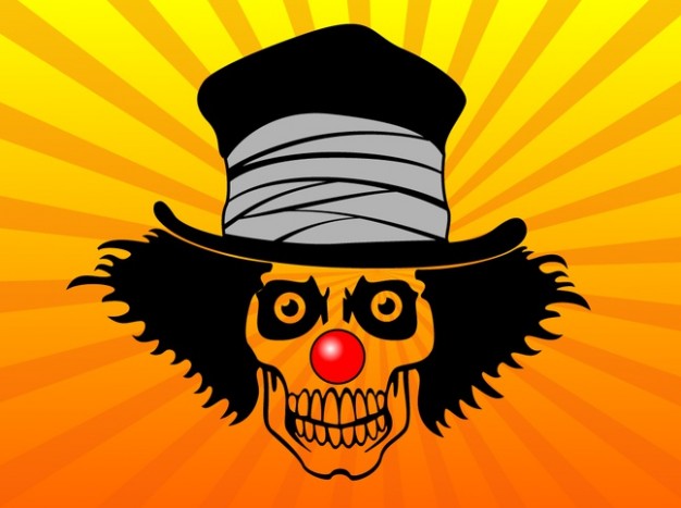 Halloween lunatic Clowns skeleton with red ear and hat background about Bone Skull and Bones