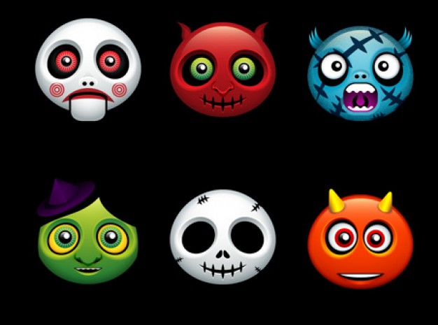 halloween monster avatars with dark background