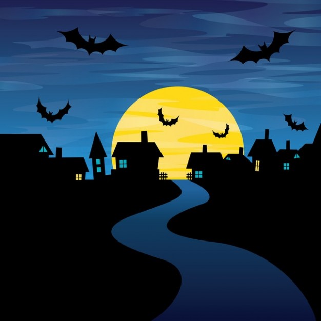 halloween night with blue night sky background