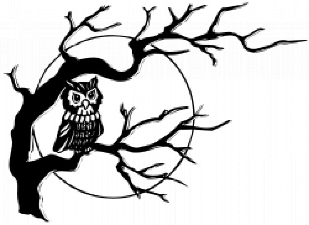 Halloween owl Graphics in tree with full moon background about Clip Art Bird