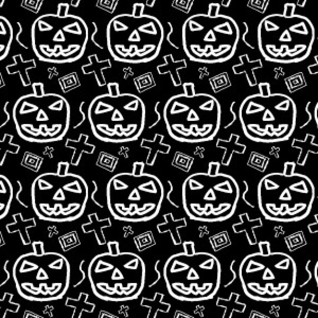 halloween pattern with spooky pumpkin illustrator drawn by hand