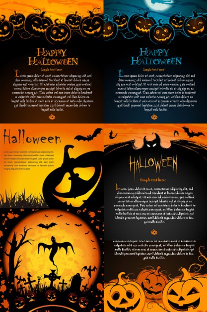 halloween posters element with orange night background