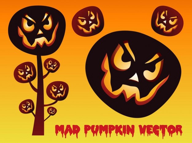 Halloween pumpkin fear character comic vectors about Jack-O-Lantern Holidays