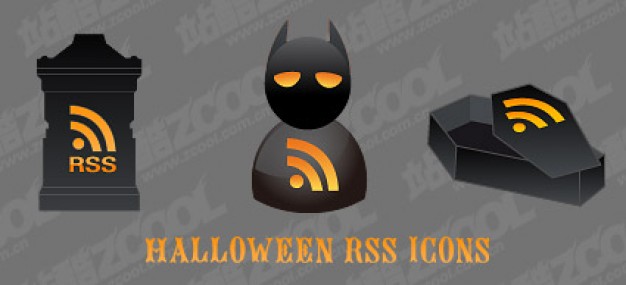 halloween rss icon material with grey background