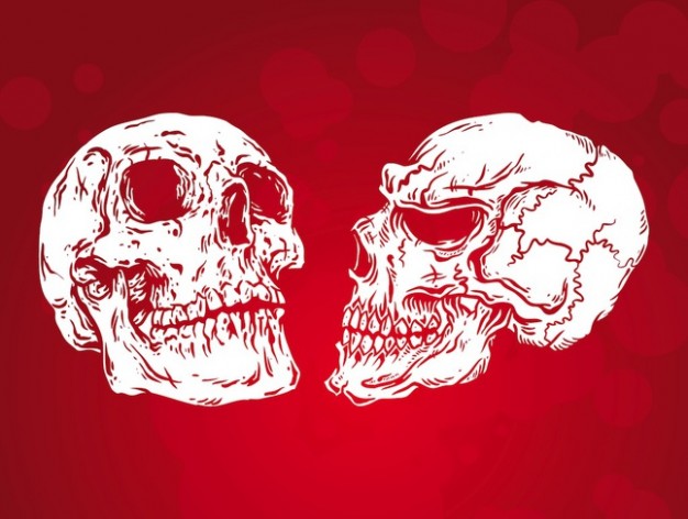 Halloween simple Tattoo dead skulls design with red background about Day of the Dead Art