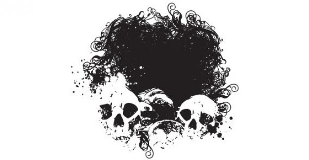 halloween skull designs with dark ink background