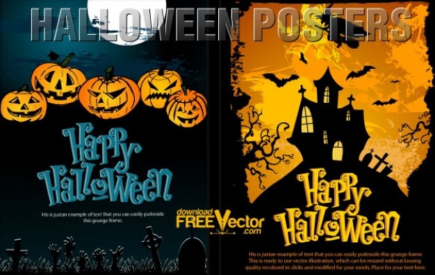 halloween templates with dark full moon and orange sky background